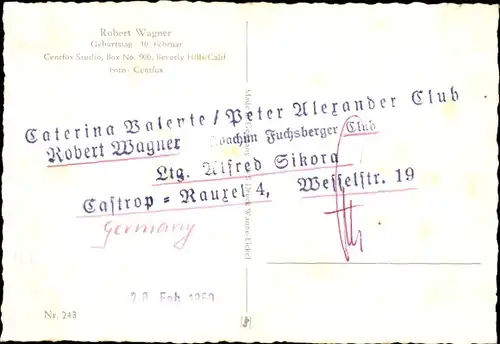 Ak Schauspieler Robert Wagner, Portrait, Autogramm