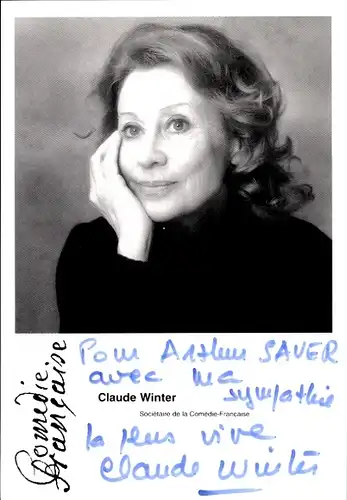Ak Schauspielerin Claude Winter, Portrait, Autogramm