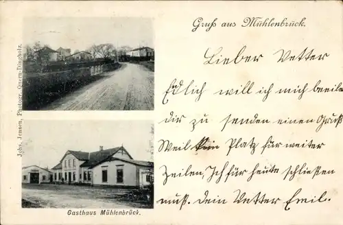 Ak Mühlenbrück Großsolt in Schleswig Holstein, Straßenpartie, Gasthaus