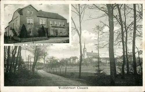 Ak Clausen Klausen in der Eifel, Wallfahrtskirche, Gasthaus Bäckerei Westhöfer