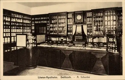 Ak Delitzsch in Sachsen, Löwen Apotheke, Inneres