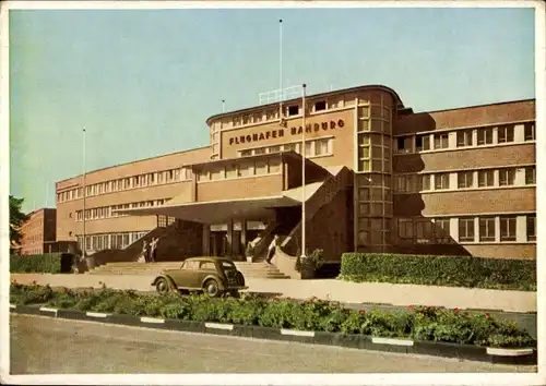 Ak Hamburg Nord Fuhlsbüttel, Flughafen, Außenansicht, Auto