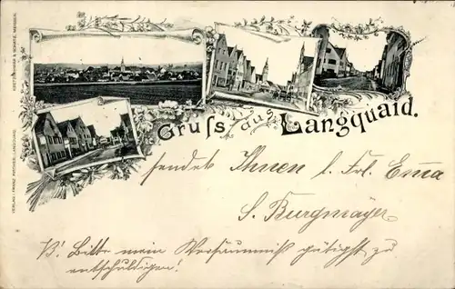 Ak Langquaid in Niederbayern, Gesamtansicht, Teilansichten, Straßenpartie