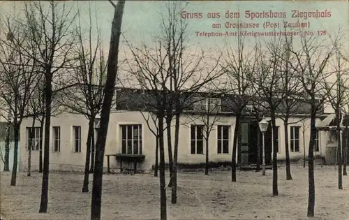 Ak Ziegenhals Niederlehme Königs Wusterhausen Brandenburg, Sportshaus Ziegenhals am Crossinsee