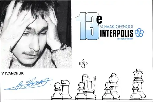 Ak Vasyl Ivanchuk, Schachspieler, Spielfiguren, Autogramm