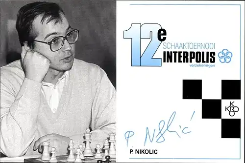 Ak Predrag Nikolić, Schachspieler, Spielfiguren, Autogramm