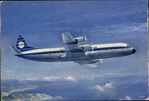 Ak Niederländisches Passagierflugzeug, KLM, Lockheed Prop Jet Electra II