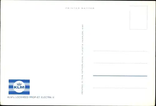 Ak Niederländisches Passagierflugzeug, KLM, Lockheed Prop Jet Electra II