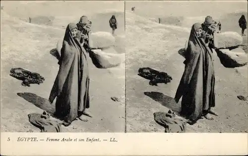 Stereo Ak Ägypten, Arabische Frau und ihr Kind