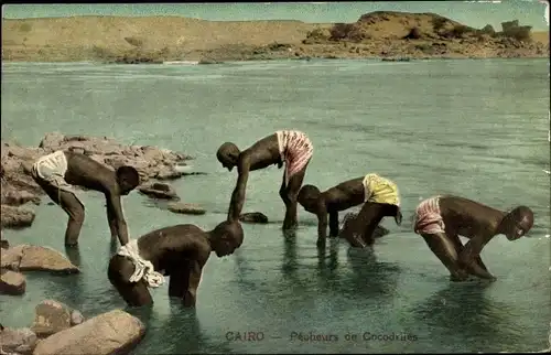 Ak Cairo, Pecheurs de Crocodiles, bords du Nil