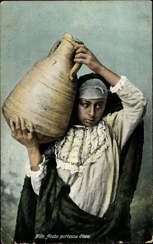 Ak arabisches wassertragendes Mädchen, arabische Wasserträgerin
