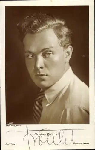 Ak Schauspieler Gustav Fröhlich, Portrait, Krawatte, Ross Verlag 5065 1, Autogramm
