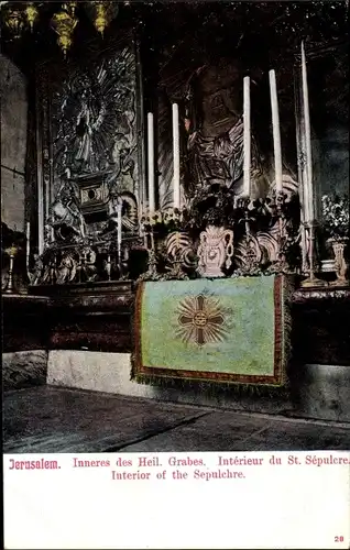 Ak Jerusalem Israel, Grabeskirche, Inneres des Heiligen Grabes