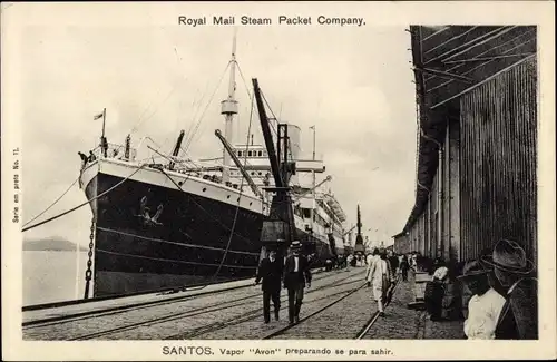 Ak Santos Brasilien, Dampfer Avon, Royal Mail Lines