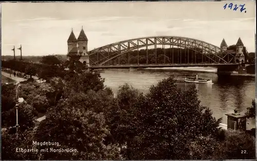 Ak Magdeburg in Sachsen Anhalt, Elbpartie mit Königsbrücke