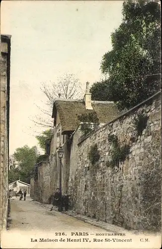 Ak Paris XVIII. Montmartre, Rue Saint Vincent, Haus von Heinrich IV