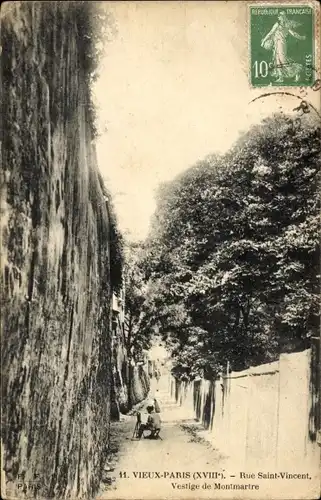 Ak Paris XVIII. Montmartre, Rue Saint Vincent, Überreste von Montmartre