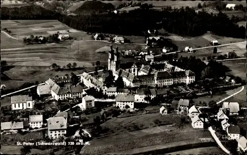 Ak St. Peter Hochschwarzwald Baden Württemberg, Fliegeraufnahme, Kloster