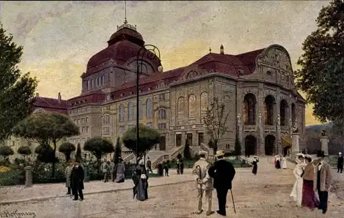 Künstler Ak Hoffmann, H., Freiburg im Breisgau Baden Württemberg, Das neue Theater