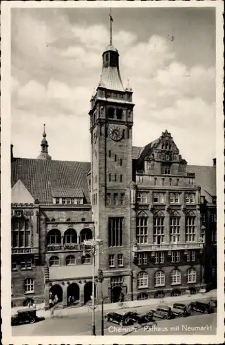 Ak Chemnitz in Sachsen, Rathaus mit Neumarkt