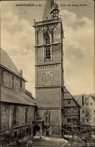 Ak Wertheim am Main, Turm der evangelischen Kirche