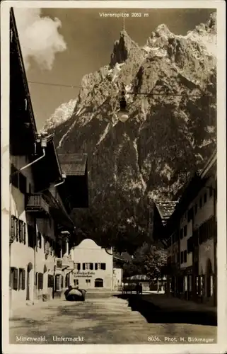 Ak Mittenwald in Oberbayern, Untermarkt, Viererspitze