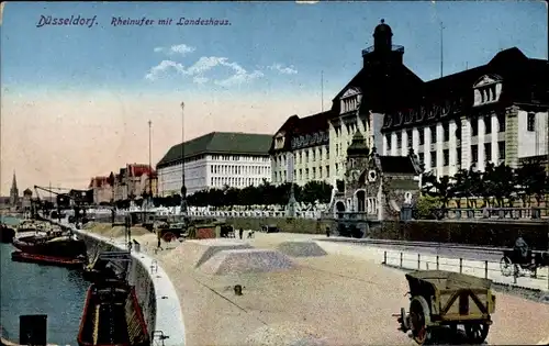 Ak Düsseldorf am Rhein, Rheinufer, Landeshaus