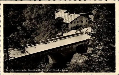 Ak Schneizlreuth in Oberbayern, Gasthof Mauthäusl, Pfannlochbrücke, Deutsche Alpenstraße