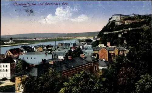 Ak Ehrenbreitstein Koblenz am Rhein, Deutsches Eck, Teilansicht