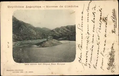 Ak Córdoba Argentinien, Blick zur Insel, Bergpanorama