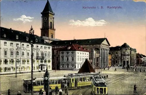 Ak Karlsruhe in Baden, Marktplatz