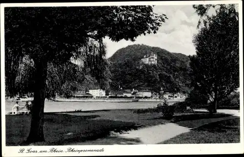 Ak Sankt Goar am Rhein, Rheinpromenade