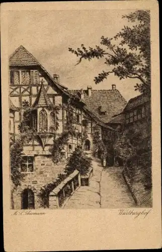 Künstler Ak Lutherstadt Eisenach in Thüringen, Wartburghof