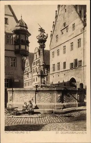 Ak Rothenburg ob der Tauber Mittelfranken, St. Georgsbrunnen