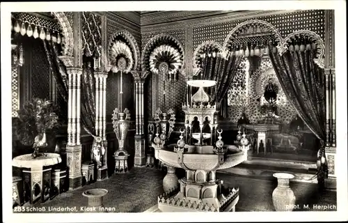 Ak Linderhof Ettal Oberbayern, Schloss Linderhof, Kiosk innen