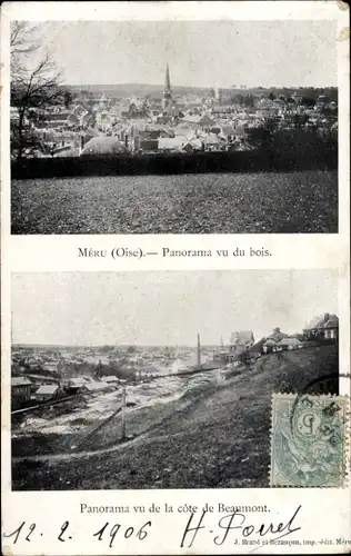 Ak Meru Oise, Panorama vu du bois, Panorama vu de la cote de Beaumont
