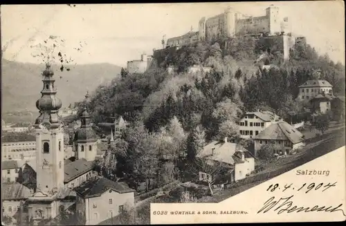 Ak Salzburg in Österreich, Teilansicht, Festung Hohensalzburg