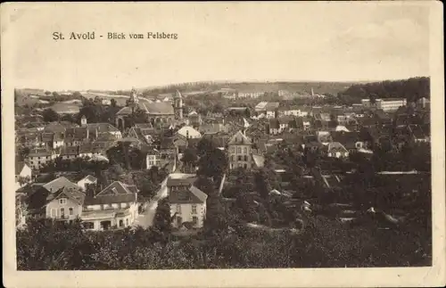 Ak St Avold Moselle, Blick vom Felsberg, Kirche, Häuser