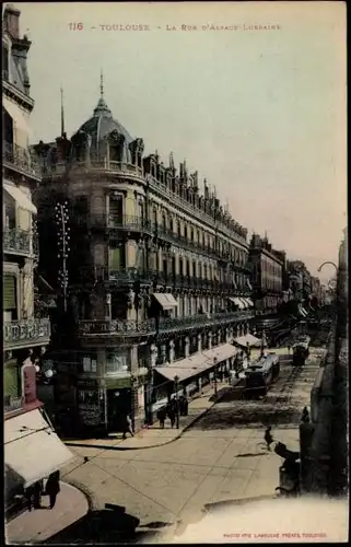 Ak Toulouse Haute Garonne, Rue Alsace-Lorraine