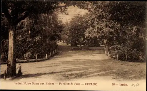 Ak Eecloo Eeklo Ostflandern, Institut Notre Dame aux Epines, Pavillon St-Paul, Jardin