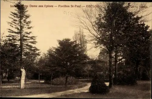 Ak Eecloo Eeklo Ostflandern, Institut Notre Dame aux Epines, Pavillon St-Paul, Jardin