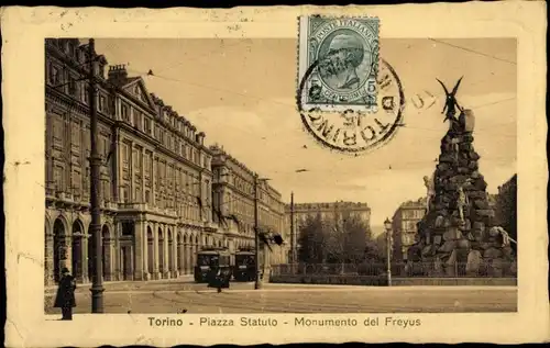 Ak Torino Turin Piemonte, Piazza Statuto, Monument Freyus