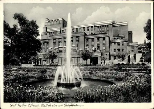 Ak Teplice Šanov Teplitz Schönau Region Aussig, Stadttheater, Park, Leuchtbrunnen, Fontäne