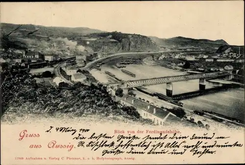 Ak Ústí nad Labem Aussig an der Elbe, Blick von der Ferdinandshöhe