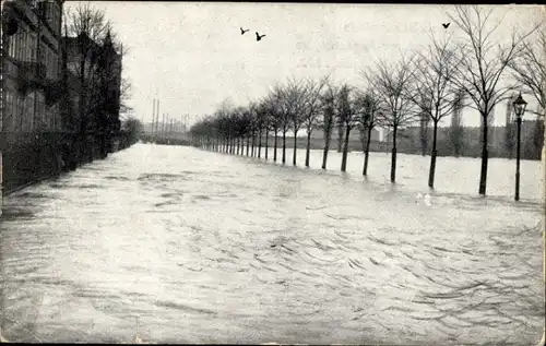 Ak Nürnberg in Mittelfranken, Deutschherrnwiese bei der Hochwasserkatastrophe, 5. Febr. 1909
