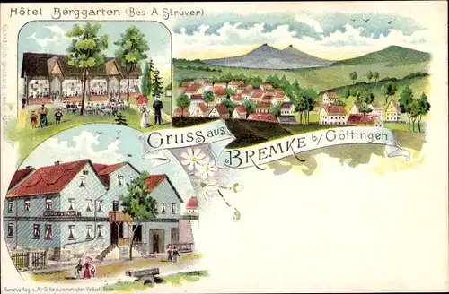 Litho Bremke Gleichen Landkreis Göttingen, Hotel Berggarten, Totalansicht
