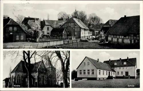 Ak Holtensen am Deister Wennigsen Niedersachsen, Ortsmitte, Kirche, Schule