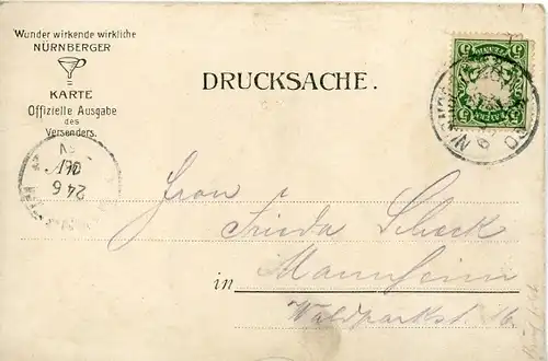 Litho Nürnberg in Mittelfranken Bayern, Nürnberger Trichter, Stadtbild