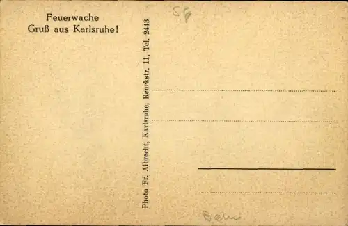 Ak Karlsruhe in Baden, Feuerwache