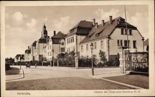 Ak Karlsruhe in Baden, Kaserne des Telegraphen Bataillons Nr. IV.